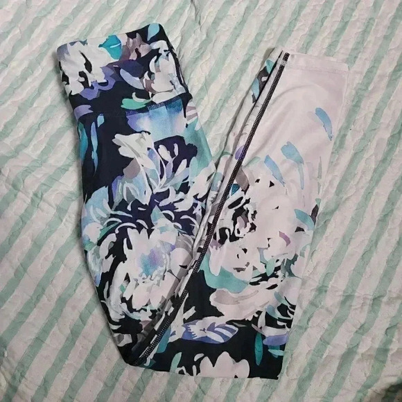 Athleta Blue Floral Leggings XS - Picture 1 of 4